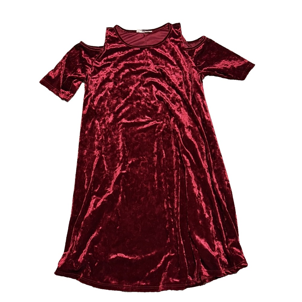 A.Gain Women's Red Velvet Off Shoulderβ Tank Dress Made In USA Oversized Size S